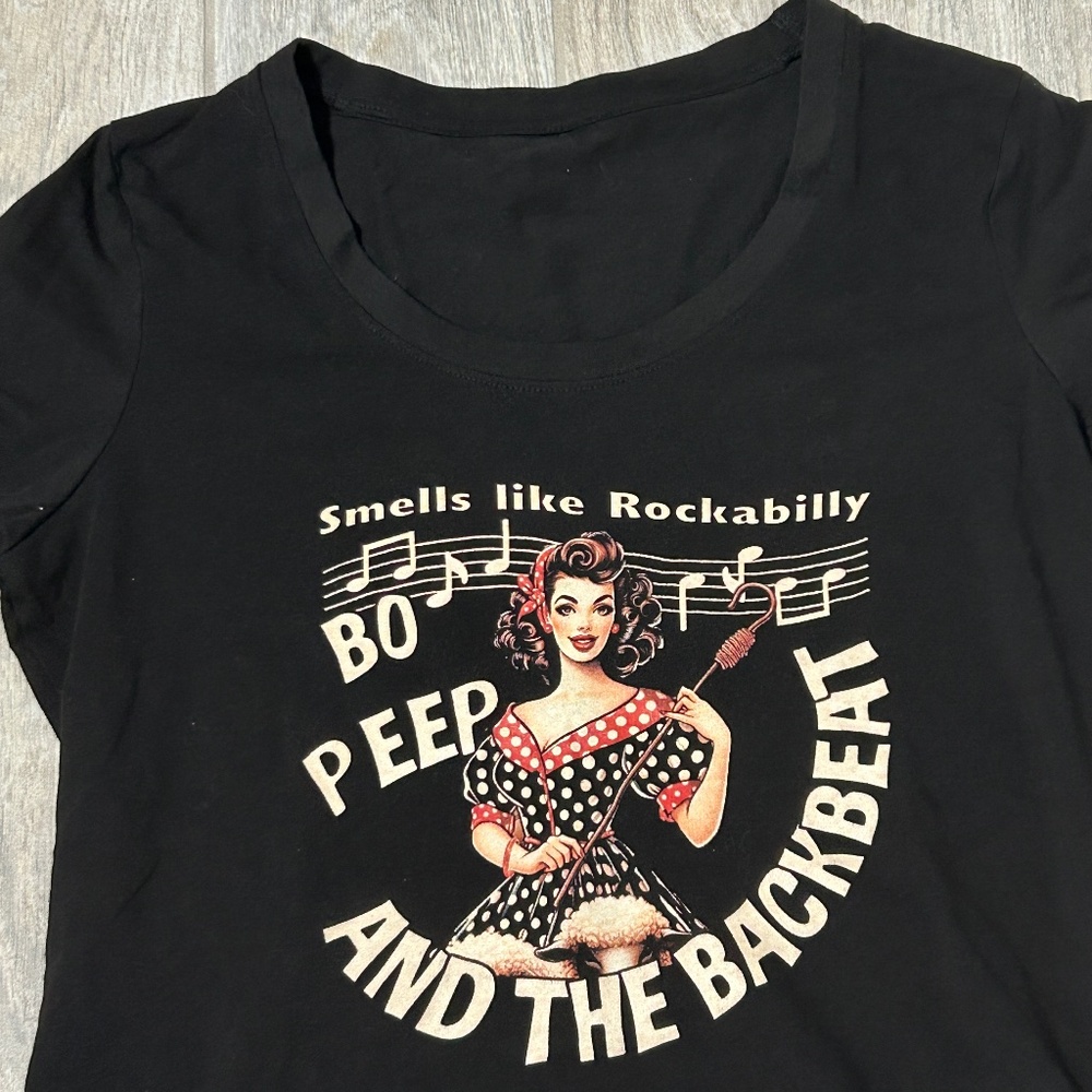 NWOT! Women's Retro Black Rockabilly Swing 50's T-Shirt - MEDIUM - Picture 3 of 6